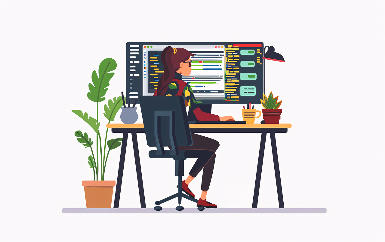 Woman programmer at desk